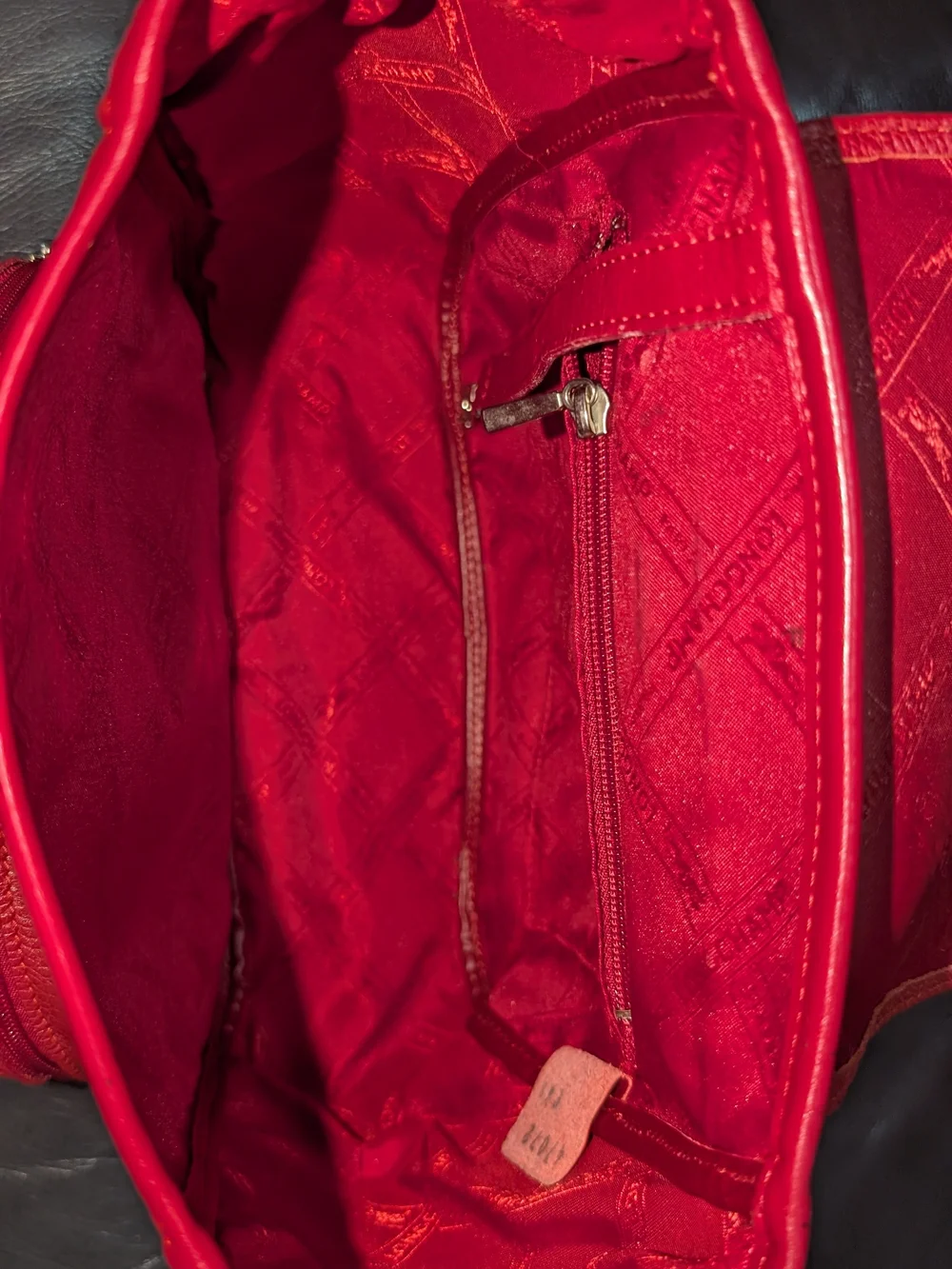 Vintage Red Pebble Leather Longchamp Backpack